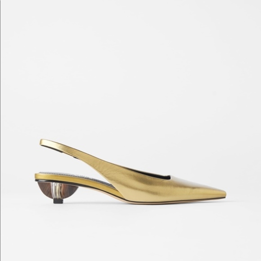 New Never Worn - Zara - Metallic Gold Slingback Heels - EU 40/US 9.5